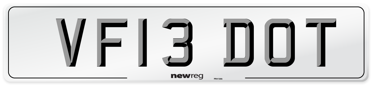VF13 DOT Number Plate from New Reg